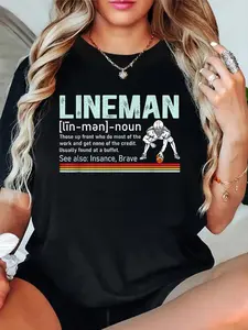 100% Cotton T shirts Retro Football lineman definition vintage Offensive Lineman T-Shirt Breathable & Comfort Fit Tee Women,Short Sleeve Crew Neck Top for All Seasons,Graphic Tees Women Tops