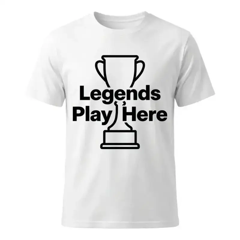 🎮 [Graphic Tee]Legends Play Here Trophy Graphic T-Shirt – Funny Gamer Tee for Men & Women, Video Game Shirt, Gaming Gift, Casual Graphic Tee for Players, eSports Fan, Funny Trophy Shirt, Cool Gamer Apparel