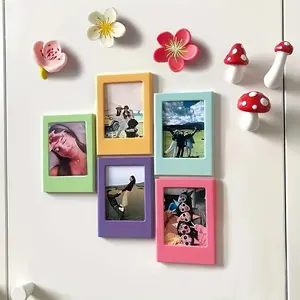 5 Piece Colorful 3 Inch Magnetic Frames, Instax Film Photo Display, Office Kitchen Living Room Decor, Valentine Birthday New Year Gifts