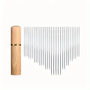 Self-Threading Kit, Wooden Storage Tube, Easy for Seniors, Handmade Stitched Design, Suitable for Clothing and Cross-Stitch