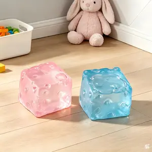 7cm and 5cm transparent decompression cheese block squeeze toys, soft to the touch, very fun.