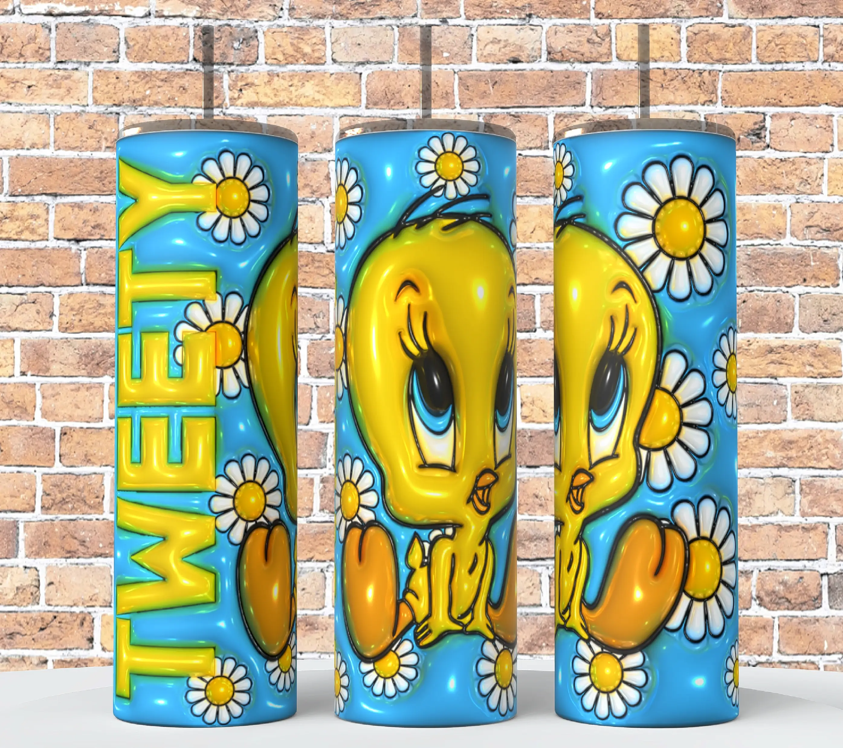Cartoon Tweety Bird 20 oz Tumbler Coffee Drinkware Insulated Lid Skinny Portable