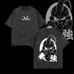 Majin Buu Vintage Washed T-Shirt - Iconic DBZ Anime Graphic Shirt for Fans, Premium Heavyweight Streetwear Tee, Cool Manga Top, Perfect Gift for Anime Lovers
