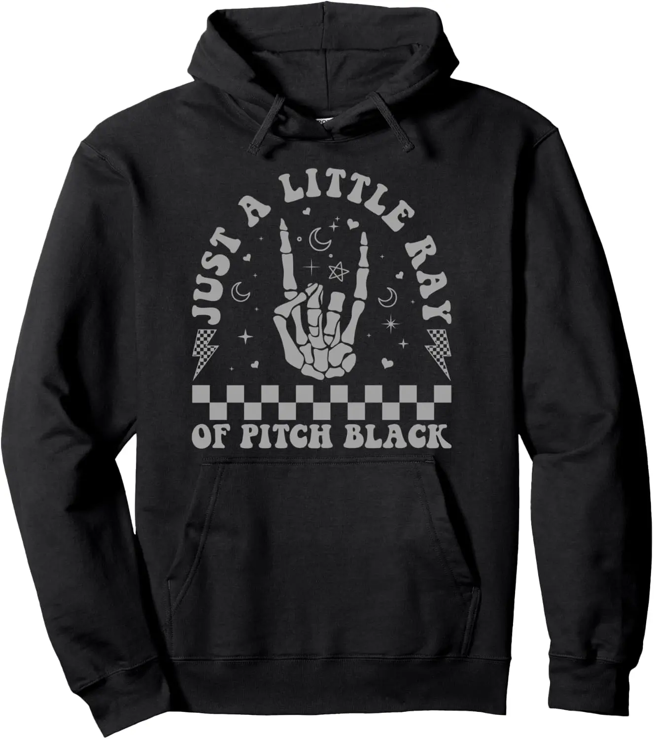 Just A Little Ray Of Pitch Black Goth Dark Humor Grunge Emo Pullover Hoodie
