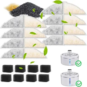 8 Pack Cat Water Fountain Filters, Cat Fountain Replacement Filters for 3L/102oz or 2.5L/84oz Cat Water Fountain, for W03B Pet Fountain(8Filters+8Sponges)