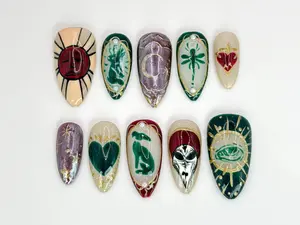 Mystic Gothic Press On Nails | Handmade Tarot-Inspired Nail | Handcrafted Nails with Celestial Designs | Unique Mystical Nail