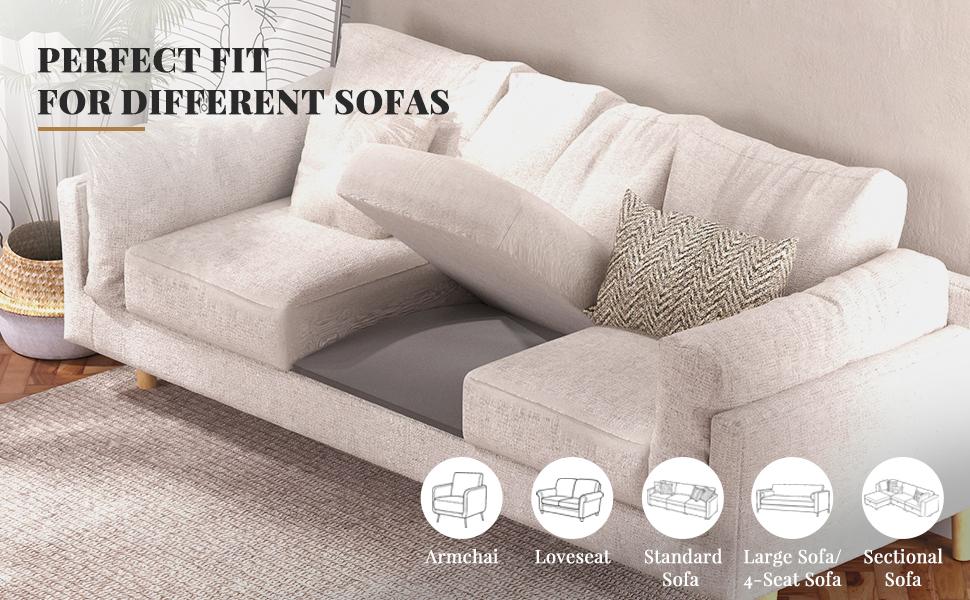 Couch Cushion Support for Sagging Seat, 22"x22"x2.4" 40D High Density Curved Foam Sofa Cushion Support, Under-Cushion Sag Repair,Grey Set of 3/2/1