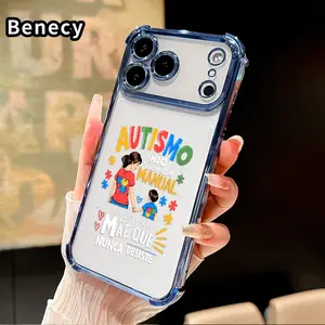 Phone Case for iPhone 17 Pro Max 16 15 Plus Air 14 13 12 11 E Autism Motherly Bond Pattern Four-corner Thickened Anti-drop Protective Silicone Cover Gift
