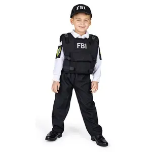 FBI Costume Dress For Kids | Includes Long Sleeve Shirt, Vest, Pants & Cap - Pretend Play Fun, Role Play & Halloween Dress Up for Boys & Girls