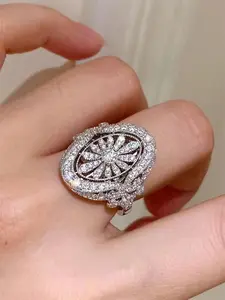 1 PC Glamorous Cubic Zirconia Elegant Ring For Women Wedding Engagement Valentine's Day Party Gift Artificial Zircon Rings