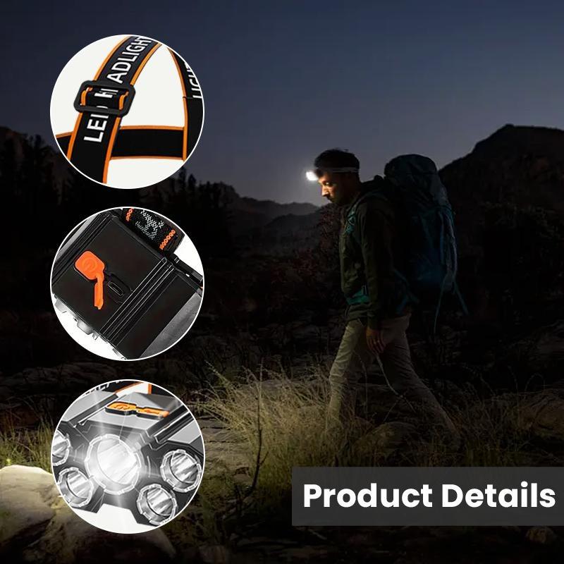 Buy one get one free, a total of 2, multifunctional 5-LED headlamp, head-worn flashlight, outdoor USB rechargeable fishing headlamp, high-brightness four-mode headlamp flashlight, for camping, work, maintenance, car repair, and renovation. Buy one get one free, a total of 2, multifunctional 5-LED headlamp, head-worn flashlight, outdoor USB rechargeable fishing headlamp, high-brightness four-mode headlamp flashlight, for camping, work, maintenance, car repair, and renovation.