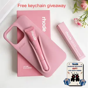 Ribbon Rhode Silicone Lip Balm Holder Phone Case + FREE Keychain Giveaway, Viral Lip Tint Gloss Aesthetic Must Have