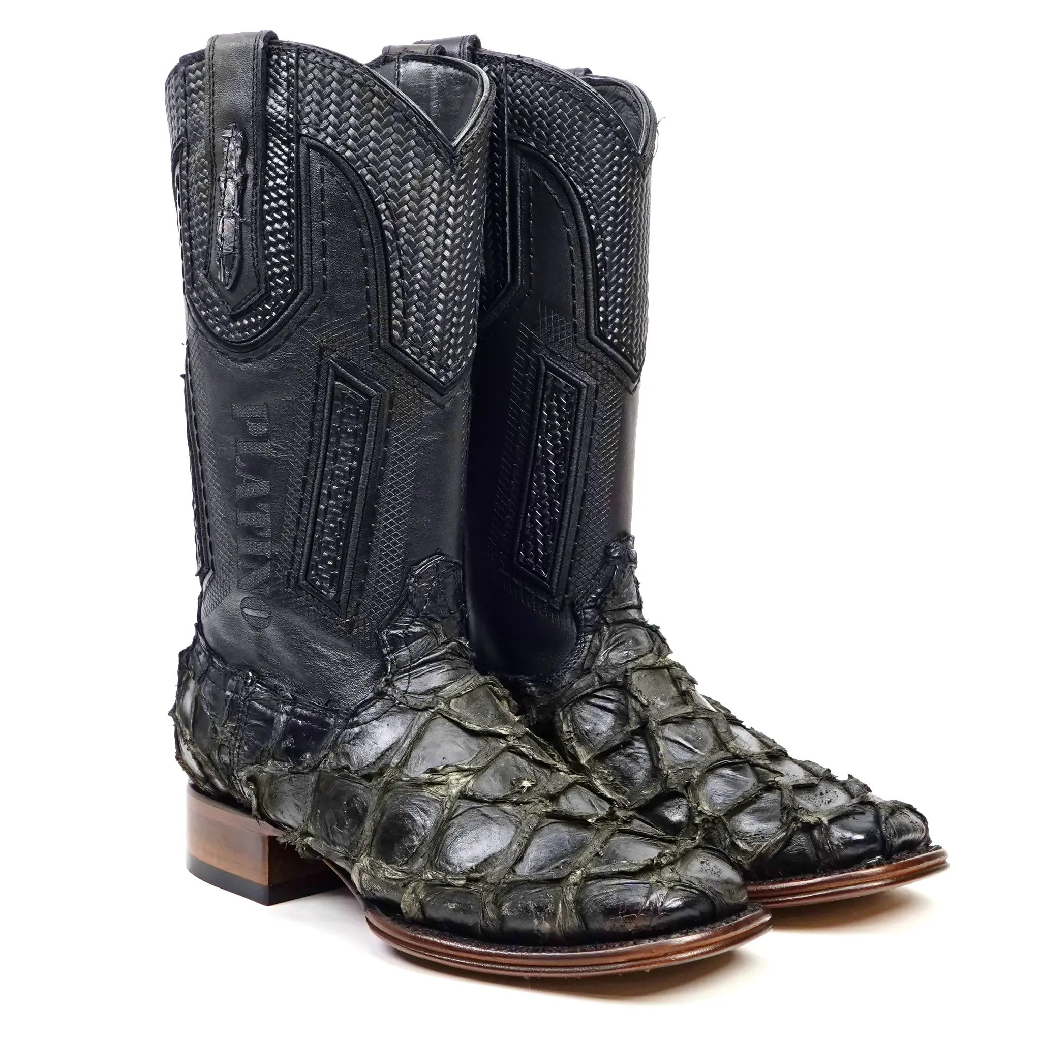 Connor Platinum Cowboy Boots - Sapphire Black - Square Toe