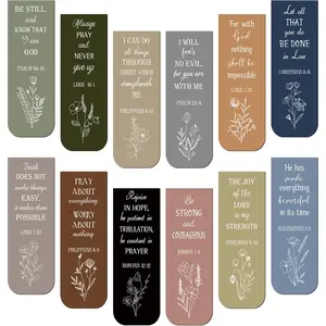 48 Pcs Bible Verse Magnetic Christian Bookmarks, 0.8x4.7in Inspirational Scripture Book Markers, Motivational Religious Flower Page Clips for Women Men Book Lovers, Dreamy Style Reading Gifts