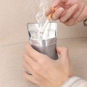 Portable Lightweight Fire-Resistant Odorless Ashtray, Compact Square Plastic Cigarette Ash Bag with Safety Lid, Ideal for Travel, Camping, Outdoor Use