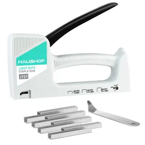 #fathersdaygift HAUSHOF Light Duty Staple Gun, Upholstery Staple Gun with 800PCS JT21 Staples and Stapler Remover, Fits JT21 Staple of 1/4'', 5/16'' & 3/8'', Used for Wood, Classroom, Crafts, DIY, Decoration