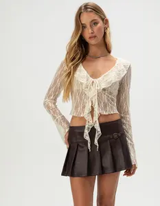 WEST OF MELROSE Faux Leather Womens Pleated Mini Skort