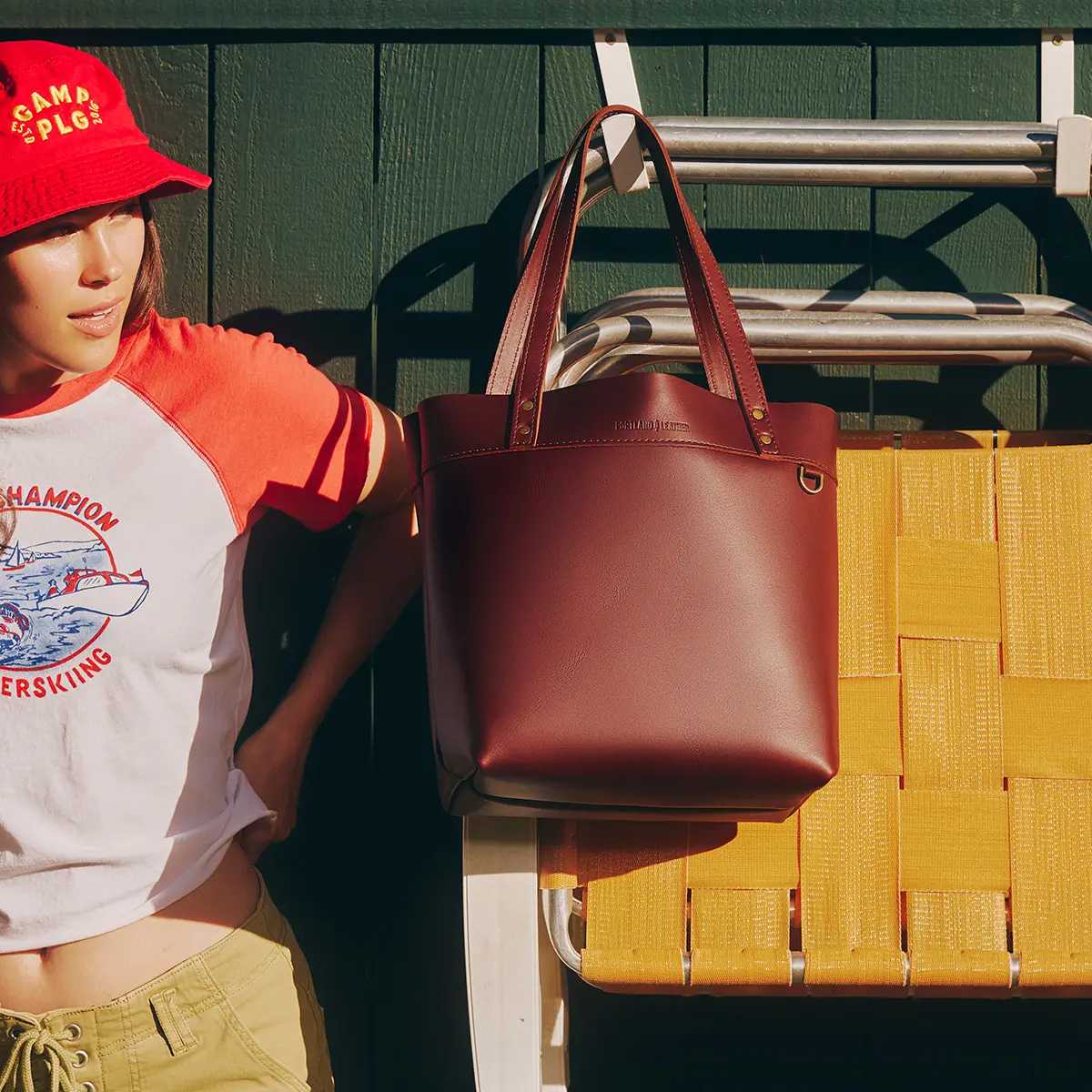 Portland Leather Montana Tote Bag - Real Leather Work & College Laptop Tote with D-Ring