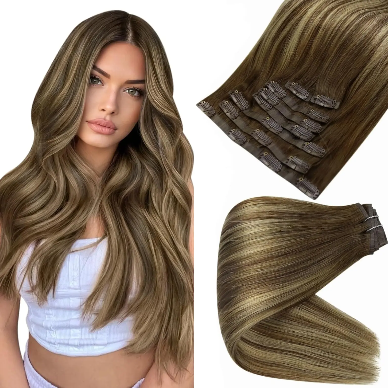 #4-24-4-Medium Brown Ombre Honey Blonde