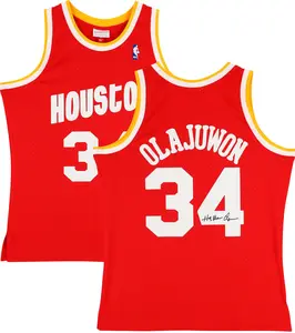 Hakeem Olajuwon Houston Rockets Autographed Mitchell & Ness Red 1993 - 94 Swingman Jersey - Fanatics Authentic Certified