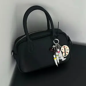 Creative Artist Palette Keychain with Miniature Paint Tubes and Brushes - Resin Charm Keyring, Quirky Accessory for Bags and Phones, Unique Aesthetic Key Holder, Single Piece