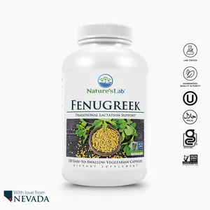 Nature's Lab Fenugreek 610 mg – 120 Vegan Capsules – Natural Herbal Supplement for Lactation & Breastfeeding Support, Women's Health, Milk Production, Non-GMO