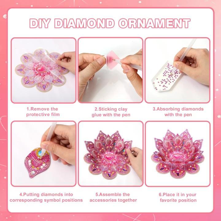 5D 3D Lotus Diamond Painting Candle Holder,2-in-1 Table Decor & Aromatherapy Candlestick, Handmade DIY Rhinestone Art,.Luxury Home Decor & Aromatherapy Accent