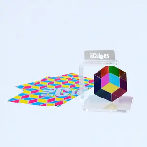 Original CMY Cubes Bundle - CMY Cube All-in-One Bundle: CMY Cube, GyroStand, and CMY Klean - Educational & Sensory Experience - Complete Care & Display Kit - STEAM Learning, Optical Illusions, & Hands-on Exploration - Handmade Housewarming Gift Set