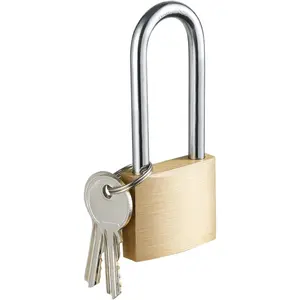 Solid Brass Lock and Key Padlock, 1-9/16 in (40 mm) Wide Body 2-1/2 in Long Shackle, 1Pack for Outdoor Fence, Sheds, Storage Unit, Gate, Toolbox, Trailer, Garages