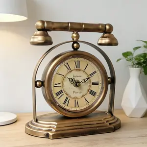 Vintage Paris Style Iron Clock, Retro Desk Decor, Silent Battery Operated, Modern Bedroom Bedside Clock, Coffee Corner Essential