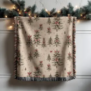 Christmas Tree Woven Blanket Holiday Winter Decor Cozy Pine Tree Blanket Rustic Home Festive Holiday Blanket Thoughtful Christmas Gift