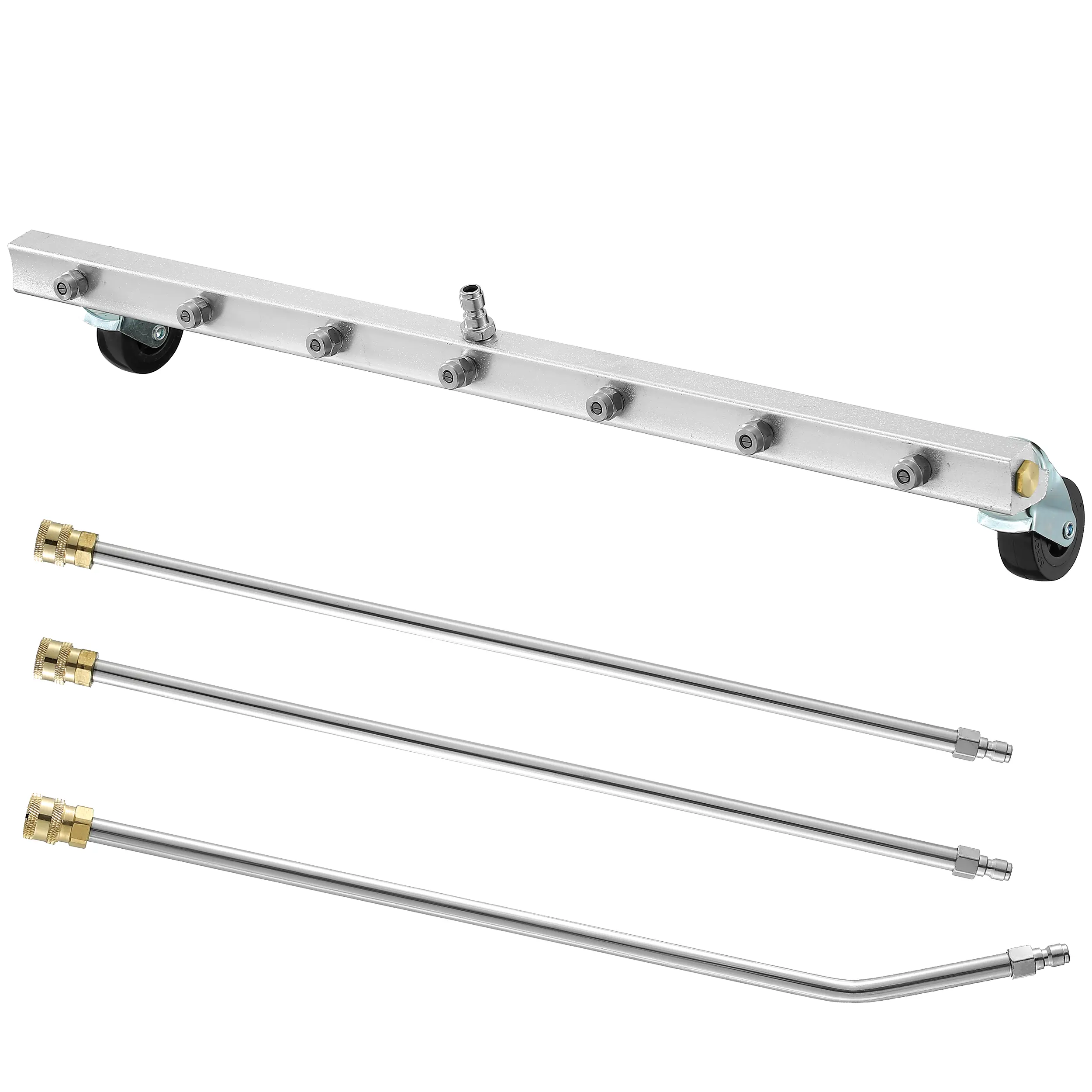 M MINGLE 24” Heavy Duty Curved Wand Undercarriage Cleaning High Pressure Washer Attachment, Car Wash Equipment with 7 Nozzles, 3 Extension Wands, 1500-4000 PSI Accessories for Vehicle Undersides, Boats (Father’s Day Gift)