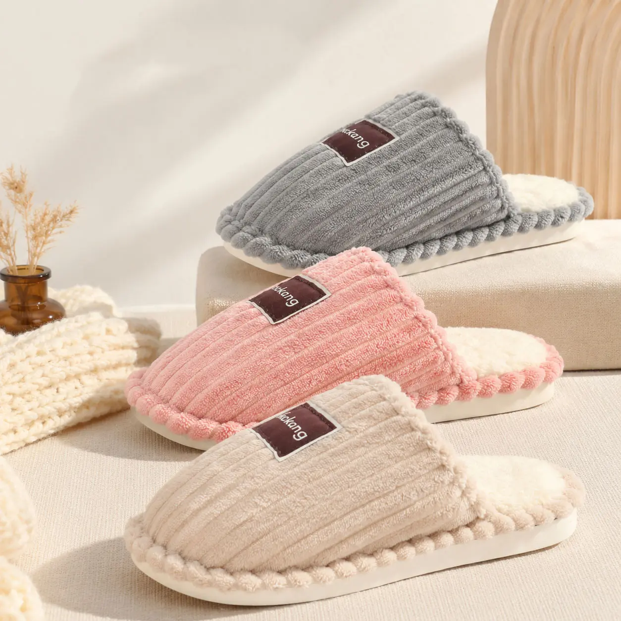 Women’s Knit Closed Toe Open Back Mule Slippers, Soft Slip-On Comfort Indoor Bedroom House Footwear, Multiple Colors Available