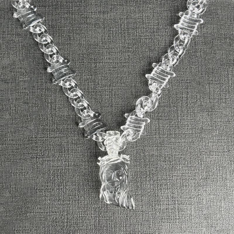 Jesus pendant necklace-Chunky Transparent Acrylic Jesus Pendant Necklace for Men Christian Gift-Hip-hop style, color plating process, TikTok trend-Christmas gifts-Thanksgiving home decor Luxurious Head--TikTokShopBlackFriday
