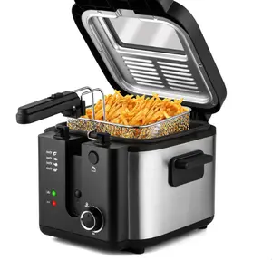 SUSTEAS Deep Fryer with Basket Mother's Day, 1500W Electric Deep Fryers for Home Use with Temperature Control, Removable Lid and 2.5L Non-Stick Inner Pot Easy to Clean