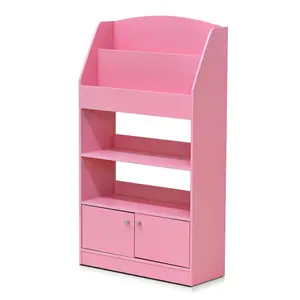 LOVA Open Shelf Bookshelf - 9.4x24.6x43.3in Indoor Furniture with Magazine Storage, Door Cabinet for Living Room Organization