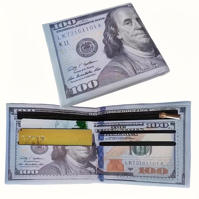 Vintage Retro Dollar Bill Wallet: PU Leather, Credit Card Holder, Zippered Coin Pouch, Foldable Design for Men