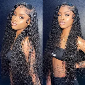 Lace Front Wig Pre-Plucked Women's Deep Wave Real Hair Lace Front Wig 180 Density