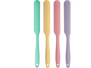4 Pcs Silicone Jar Spatula Set - Long Handle Sourdough Scraper, Skinny Spatula for Jars, Bottles, and Containers, Non-Stick Heat Resistant Cake Cream Spatulas