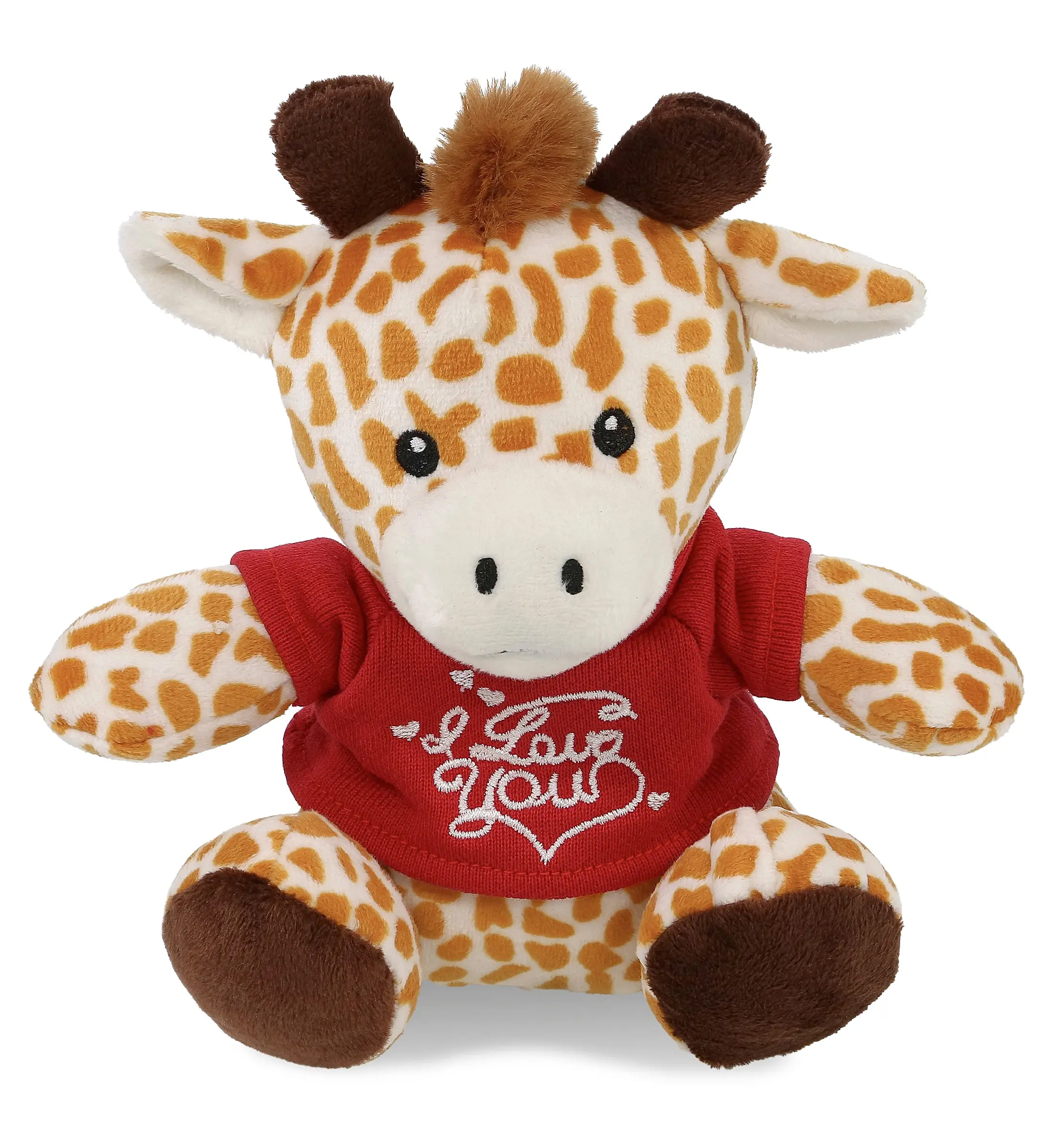 DOLLIBU 6" Soft Adorable Stuffed Giraffe - Polyester Soft-Fill Plush, Red "I Love You" Shirt, Stuffed Animal Gift for Kids, Cuddly Stuffed Animal, Plush Stuffed Toys