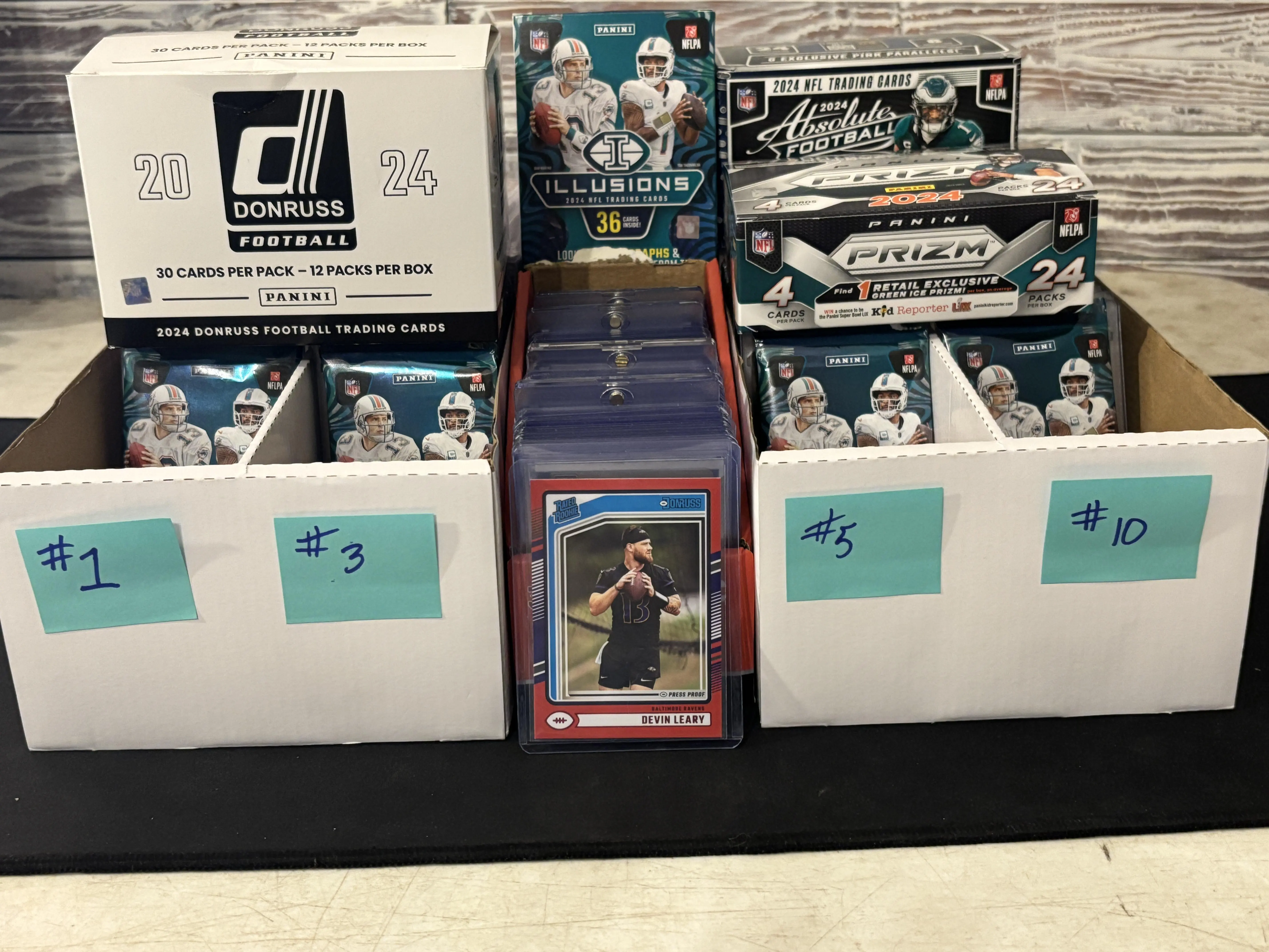 Pullbox including Donruss Jumbo Packs, Panini Prizm, Panini Asbsolute & Panini Illusions. Also, OT Mags with Newly Opened Cards from today's top products