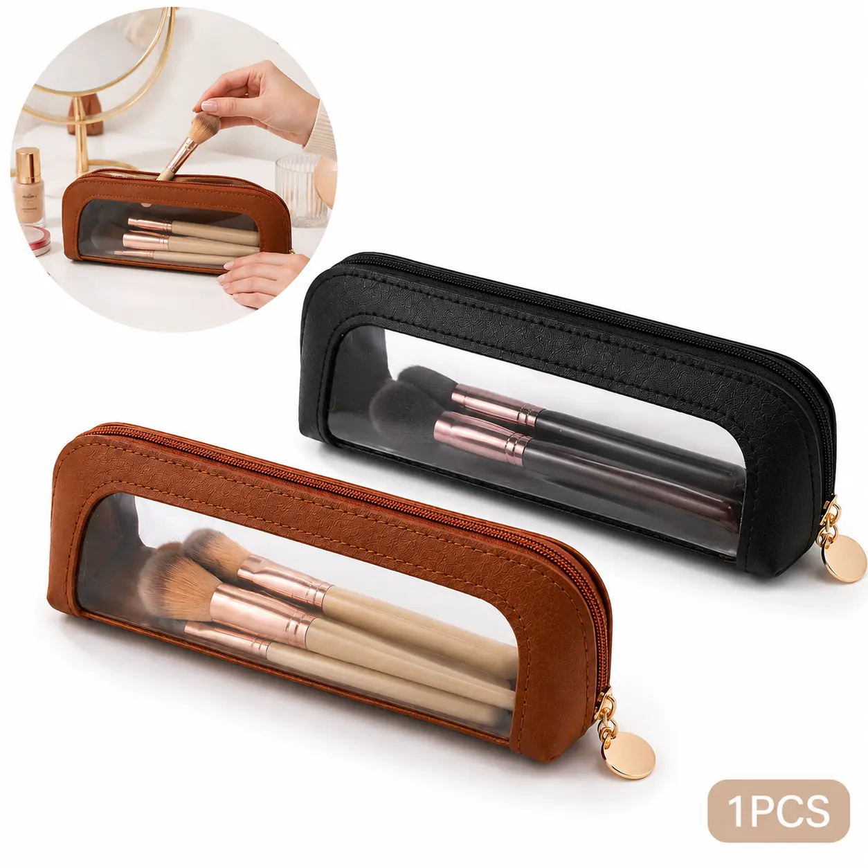 Makeup Brush Storage Bag, Portable Cosmetic Brush Organizer Case, Large Capacity Travel Makeup Pouch for Brushes & Beauty Tools