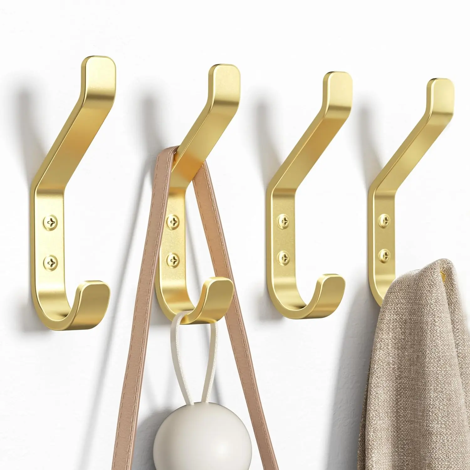Stainless Gold Metal Wall-Mount Coat Hooks, 4 Pack 3.75 in Sturdy 20LB Hangers for Towel, Backpack, Bag, Closet, Bathroom, Doors, Mushroom Design