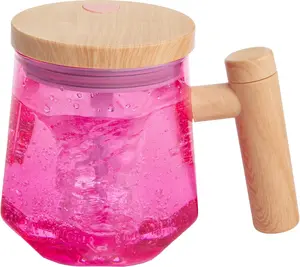 Paris Hilton Self Stirring Mug, Battery-Operated Mixing Mug for Coffee, Cocoa, Powders and More, Durable Borosilicate Glass with Heart Button, 13.5-Ounce Size, Pink