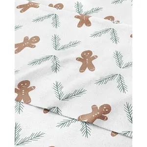 Flannel Christmas Sheets -   Flannel Sheet Set -  Size - Soft & Cozy - Thick Warm Heavyweight Winter Bed Set - Deep Pocket Holiday Bedding for Women, Men and  - Gingerbread Cookie