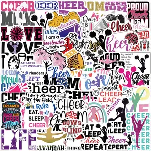 Cheerleader Theme Sticker, 50pcs/set Cheerleader letter Pattern Decorative Sticker, DIY Decals for Water Bottle, Laptop, Phone Case, Scrapbooking, Journal Making