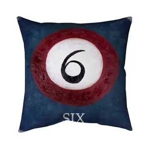 360 stand Poly Twill Fabric Throw Pillow, 26x26", Twill Weave Industrial-Style Design, Vibrant Ball #6 Print, Billiard Room Accessories (Model 5543-2626-TY4), Game-Themed Standard Pillows