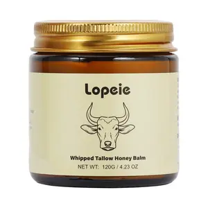 Lopeie Whipped Grass-Fed Beef Tallow Honey Balm - 4 Oz,Moisturizing Cream for Soft, Smooth Skin - Handmade All-Natural Moisturizer - Unscented, hydrating, comfort, moisture boost cream, luminous firming cream, body care, hydrating dry skin