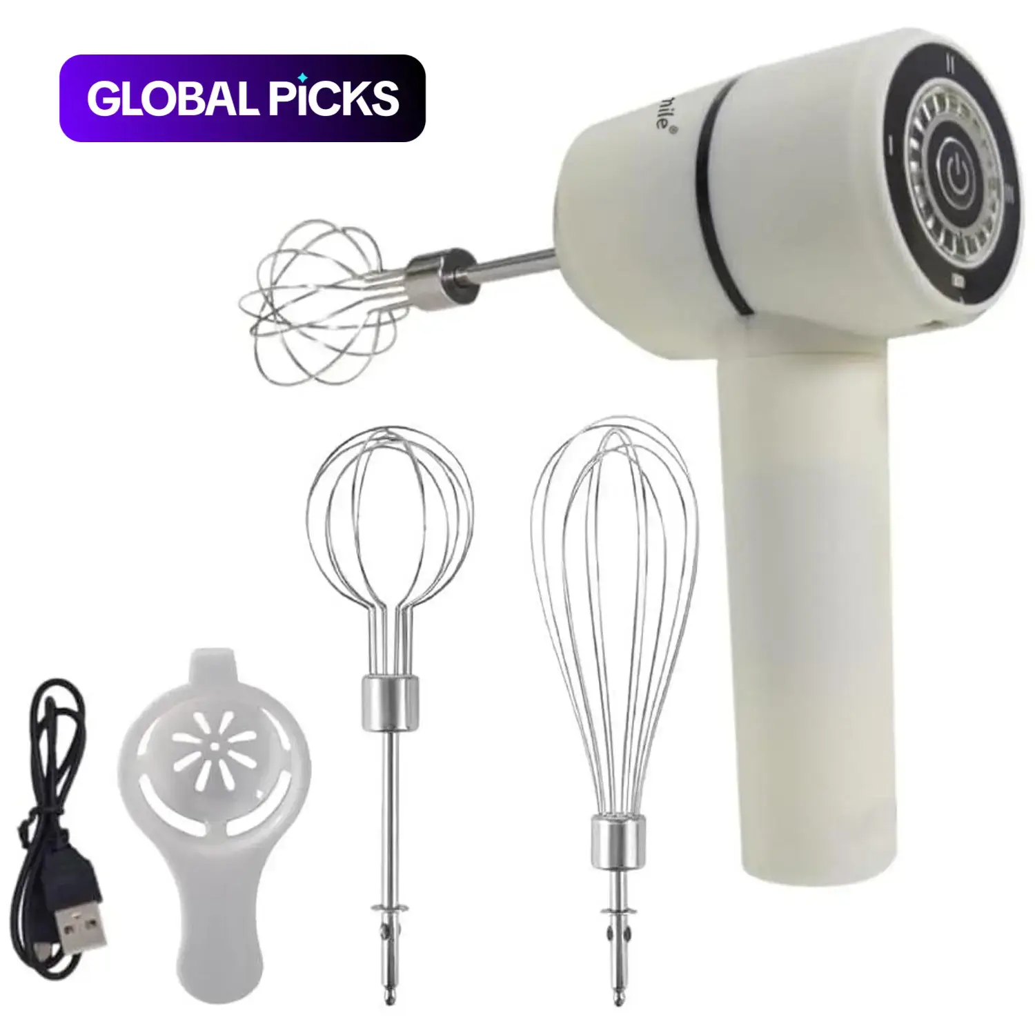 Electric Hand Whisk, Handheld Mixer, USB Rechargeable Cordless Kitchen Mixer for Baking and Mixing, Portable Multifunctional Egg Beater #GLOBAL PICKS