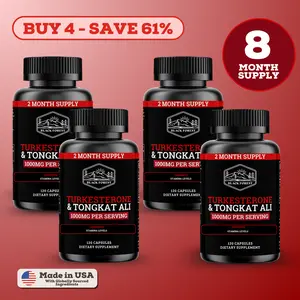 4 Bottles of Turkesterone & Tongkat Ali Supplement, 1000mg Per Serving, 480 Capsules, 8 Month Supply
